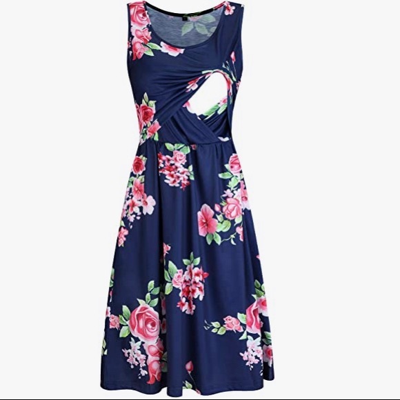 Womens Dress with Pockets Sleeveless Summer Nursing Dresses for Breastfeeding - Picture 2 of 2